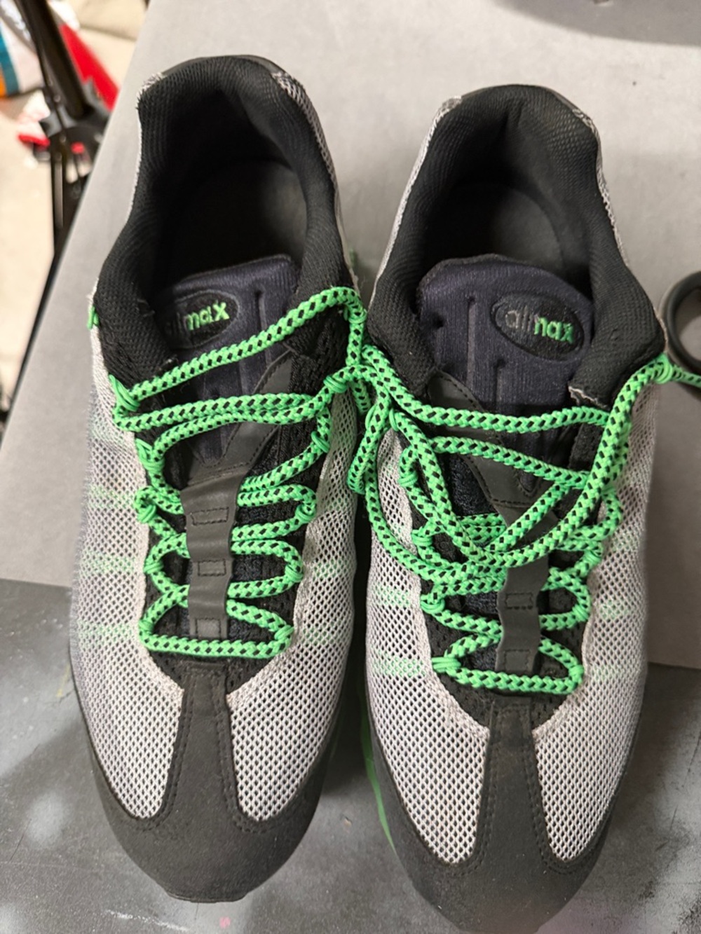 Nike Men’s Gray and Green Mesh Sneakers